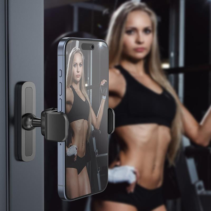 Gym Magnetic Phone Mount, 360 Degree Adjustable Magnetic Phone Holder for Gym Attach to Metal Surface, Fitness Equipment Accessories for HIIT Timers Home Gym
