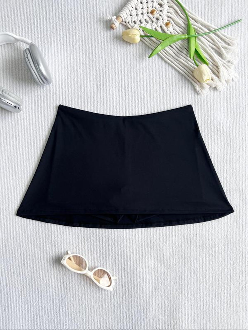 New Women'S Solid Low Rise Sport Skirt, Casual Fitness Yoga Skort with Anti-Exposure Design, Perfect for Outdoor Tennis & Workouts, Casual Sporty Skorts