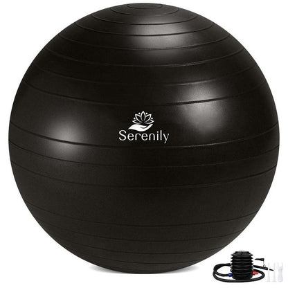 Serenily Exercise Ball for Fitness - Yoga Ball Chair for Home Gym & Yoga Accessories. Birthing Ball with Workout Guide & Pump. Stability Ball for Balance Trainer, Pilates, Therapy & Office