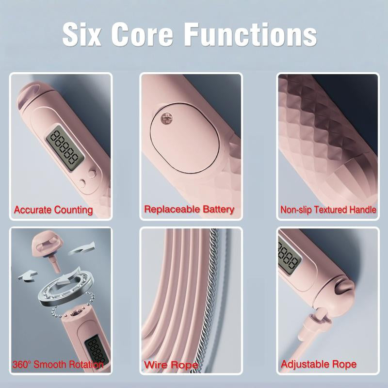 Smart Jump Rope with LED Display and Jump Counter, Comfortable Handle Design, Suitable for Outdoor and Gym Training, Adjustable Wire, Can Track Jumps, Suitable for Men, Women and Children Home Workout Equipment Exercise Equipment