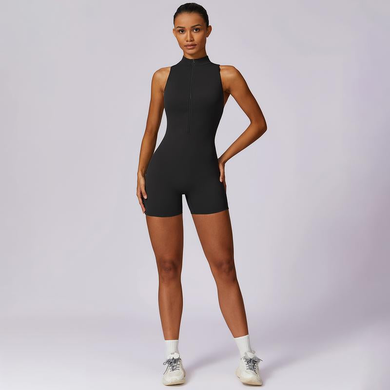 MASKERT Women'S Yoga Jumpsuit Exercise Short Sleeved Sports Jumpsuit Quick Drying High Elasticity Jumpsuit