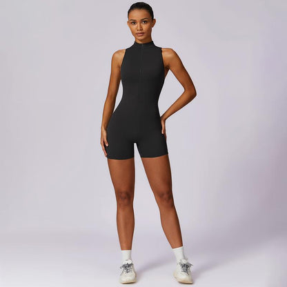 MASKERT Women'S Yoga Jumpsuit Exercise Short Sleeved Sports Jumpsuit Quick Drying High Elasticity Jumpsuit