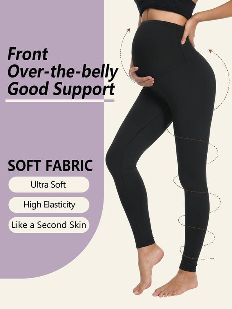 4 Packs Women'S Maternity Leggings over the Belly Highwaisted Yoga Workout Pregnancy Pants Activewear in Multiple Colors for Women