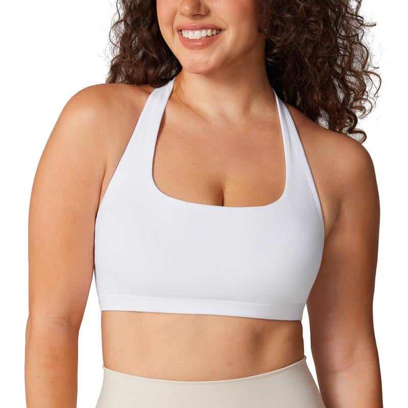 UNISSU Hugcurve Detachable Halter Sports Bra Racerback for Women Padded Square Neck Open Back Yoga Workout Top Tiktokshopblackfriday