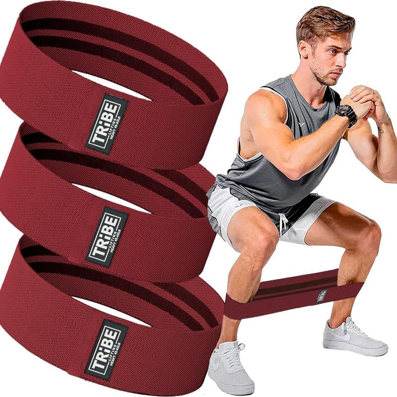 Tribe Lifting Premium Fabric Resistance Bands Set of 3 - Durable Cotton Polyester Stretch Fabric, Versatile for Squats, Lunges, Crunches & More