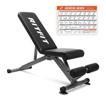 Ritfit PWB01 Adjustable Foldable Weight Bench - Home Gym Equipment for Full Body Workout with Versatile Position Back Pad & Seat