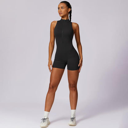 MASKERT Women'S Yoga Jumpsuit Exercise Short Sleeved Sports Jumpsuit Quick Drying High Elasticity Jumpsuit