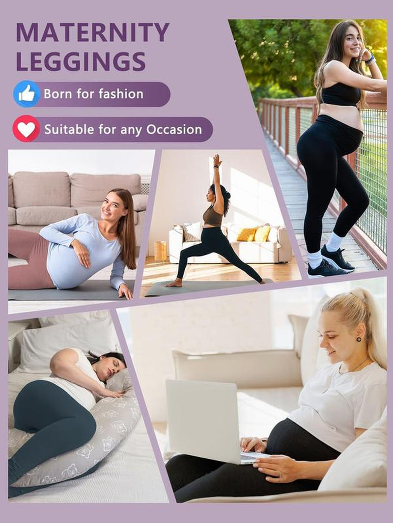 4 Packs Women'S Maternity Leggings over the Belly Highwaisted Yoga Workout Pregnancy Pants Activewear in Multiple Colors for Women