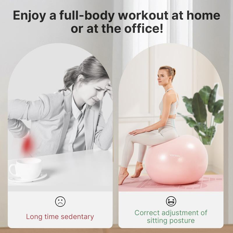 YOTTOY Anti-Burst Exercise Ball for Working Out, Yoga Ball for Pregnancy,Extra Thick Workout Ball for Physical Therapy,Stability Ball for Ball Chair Fitness with Pump…