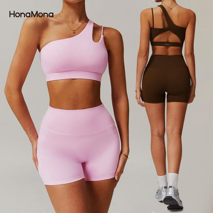 Honamona-Fleece Slim-Fit Backless Yoga Set - Stretchy High-Waist Activewear for Women, Running & Fitness Sports Suit Skinny Sportswear New Work Out Clothes
