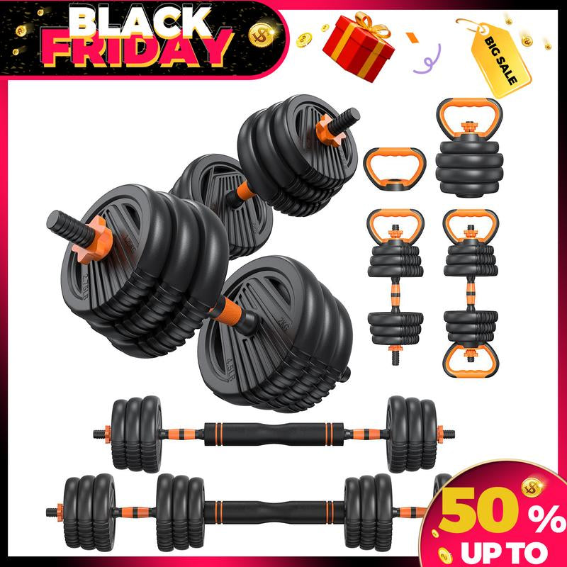 5 in 1 Adjustable Dumbbell Set, 55/66/88Lbs Weight Set for Home Workout, Pesas Para Ejercicios En Casa Used as Barbell, Kettlebells, Push up Stand, Fitness Equipment for Home Gym Suitable Men/Women Mancuernas Para Ejercicios De Hombre