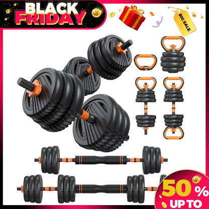 5 in 1 Adjustable Dumbbell Set, 55/66/88Lbs Weight Set for Home Workout, Pesas Para Ejercicios En Casa Used as Barbell, Kettlebells, Push up Stand, Fitness Equipment for Home Gym Suitable Men/Women Mancuernas Para Ejercicios De Hombre