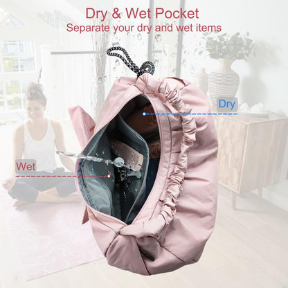WOLT Waterproof Yoga Tote Bag with Shoe Compartment & Bow Design - Stylish Fitness Gym Bag,Trendy Sports Handbag,Aesthetic Workout Accessory Organizer,Tote Bag Women,Crossbody Bag