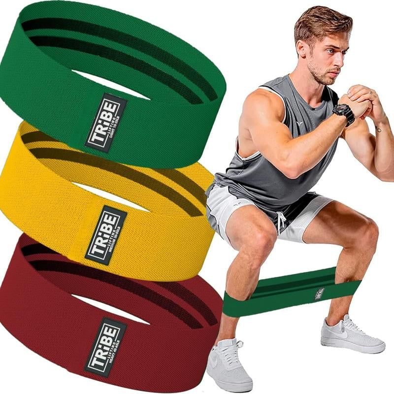 Tribe Lifting Premium Fabric Resistance Bands Set of 3 - Durable Cotton Polyester Stretch Fabric, Versatile for Squats, Lunges, Crunches & More