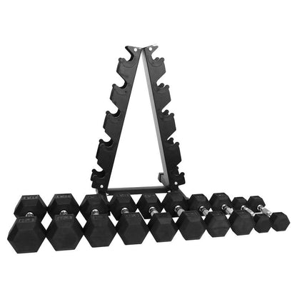 Balancefrom Dumbbell Set with Stand, Rubber Encased Home Gym Hand Weights, 150Lb