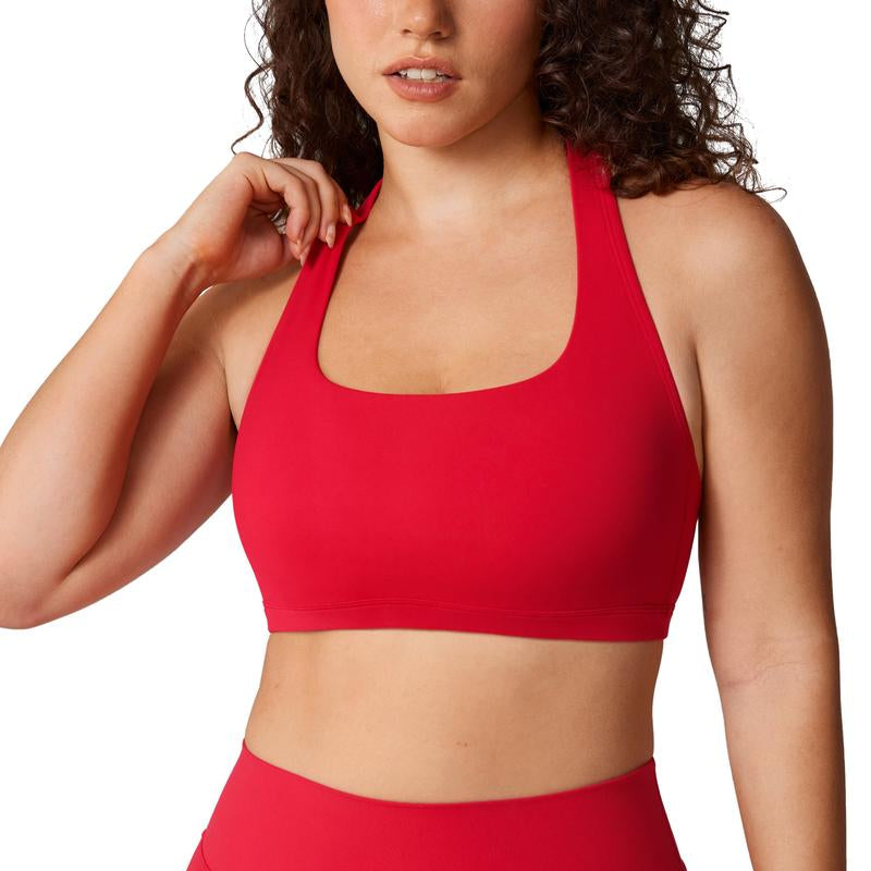 UNISSU Hugcurve Detachable Halter Sports Bra Racerback for Women Padded Square Neck Open Back Yoga Workout Top Tiktokshopblackfriday