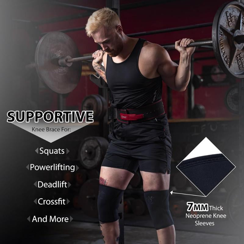 Beast Power Gear Neoprene Compression Knee Sleeves 7MM Knee Pads, Extra Support for Squats, Gym Crossfit Training Protective Gears, Powerlifting, Weightlifting Knee Sleeve, Wrestling Knee Brace for Men & Women