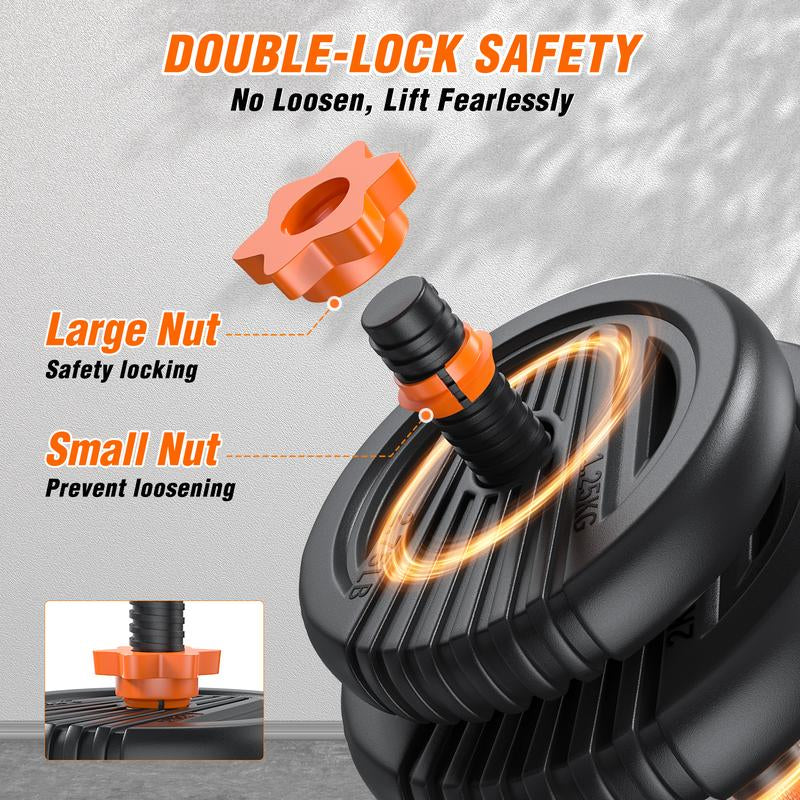 5 in 1 Adjustable Dumbbell Set, 55/66/88Lbs Weight Set for Home Workout, Pesas Para Ejercicios En Casa Used as Barbell, Kettlebells, Push up Stand, Fitness Equipment for Home Gym Suitable Men/Women Mancuernas Para Ejercicios De Hombre