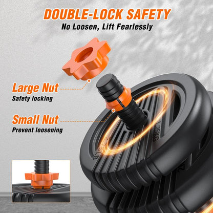 5 in 1 Adjustable Dumbbell Set, 55/66/88Lbs Weight Set for Home Workout, Pesas Para Ejercicios En Casa Used as Barbell, Kettlebells, Push up Stand, Fitness Equipment for Home Gym Suitable Men/Women Mancuernas Para Ejercicios De Hombre