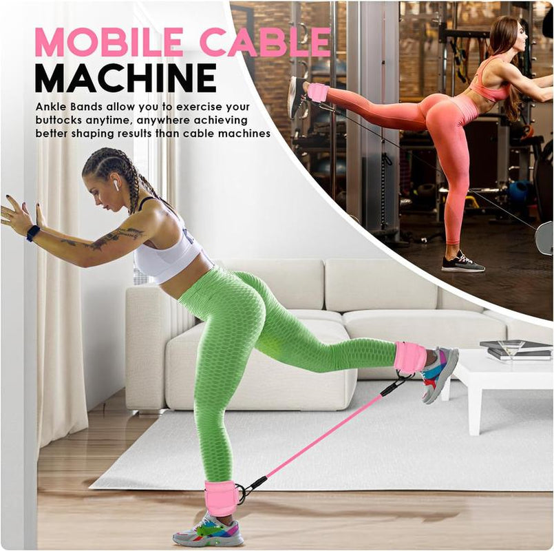 Ankle Resistance Bands, Ankle Bands for Working Out with Cuffs, Resistance Bands for Leg Butt Training Workout Equipment for Kickbacks Hip Gluteus Training Exercises, Ankle Strap with Exercise Bands, Booty Lifting Set Fitness