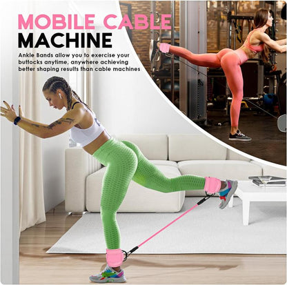 Ankle Resistance Bands, Ankle Bands for Working Out with Cuffs, Resistance Bands for Leg Butt Training Workout Equipment for Kickbacks Hip Gluteus Training Exercises, Ankle Strap with Exercise Bands, Booty Lifting Set Fitness