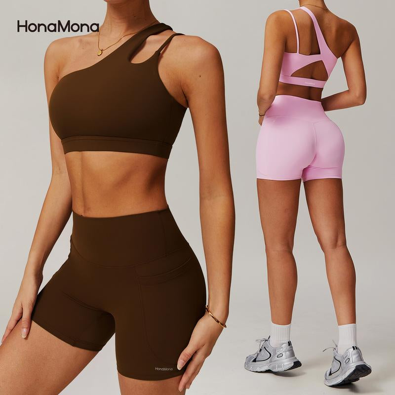 Honamona-Fleece Slim-Fit Backless Yoga Set - Stretchy High-Waist Activewear for Women, Running & Fitness Sports Suit Skinny Sportswear New Work Out Clothes