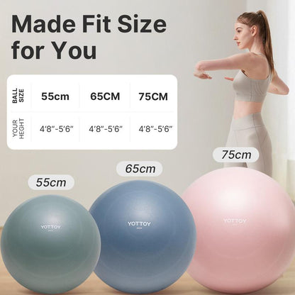 YOTTOY Anti-Burst Exercise Ball for Working Out, Yoga Ball for Pregnancy,Extra Thick Workout Ball for Physical Therapy,Stability Ball for Ball Chair Fitness with Pump…