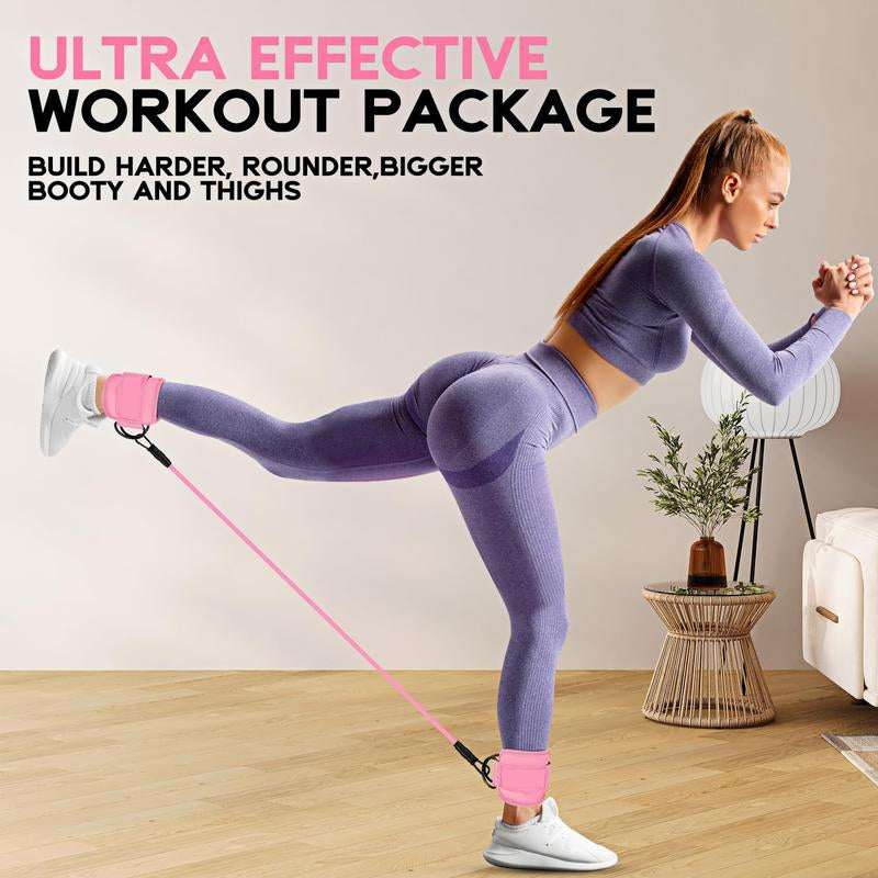 Ankle Resistance Bands, Ankle Bands for Working Out with Cuffs, Resistance Bands for Leg Butt Training Workout Equipment for Kickbacks Hip Gluteus Training Exercises, Ankle Strap with Exercise Bands, Booty Lifting Set Fitness
