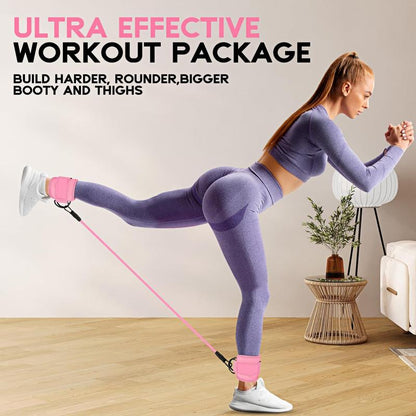 Ankle Resistance Bands, Ankle Bands for Working Out with Cuffs, Resistance Bands for Leg Butt Training Workout Equipment for Kickbacks Hip Gluteus Training Exercises, Ankle Strap with Exercise Bands, Booty Lifting Set Fitness