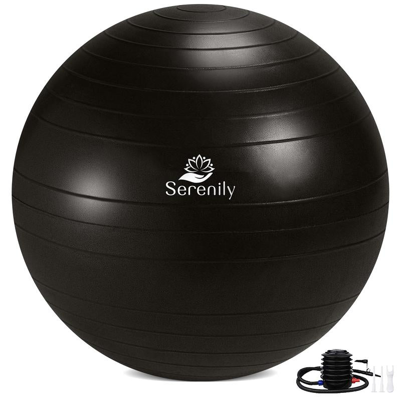 Serenily Exercise Ball for Fitness - Yoga Ball Chair for Home Gym & Yoga Accessories. Birthing Ball with Workout Guide & Pump. Stability Ball for Balance Trainer, Pilates, Therapy & Office