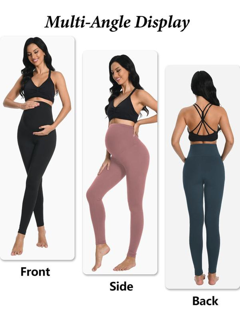 4 Packs Women'S Maternity Leggings over the Belly Highwaisted Yoga Workout Pregnancy Pants Activewear in Multiple Colors for Women