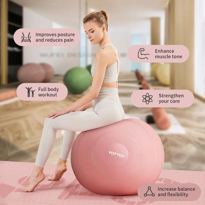 YOTTOY Anti-Burst Exercise Ball for Working Out, Yoga Ball for Pregnancy,Extra Thick Workout Ball for Physical Therapy,Stability Ball for Ball Chair Fitness with Pump…