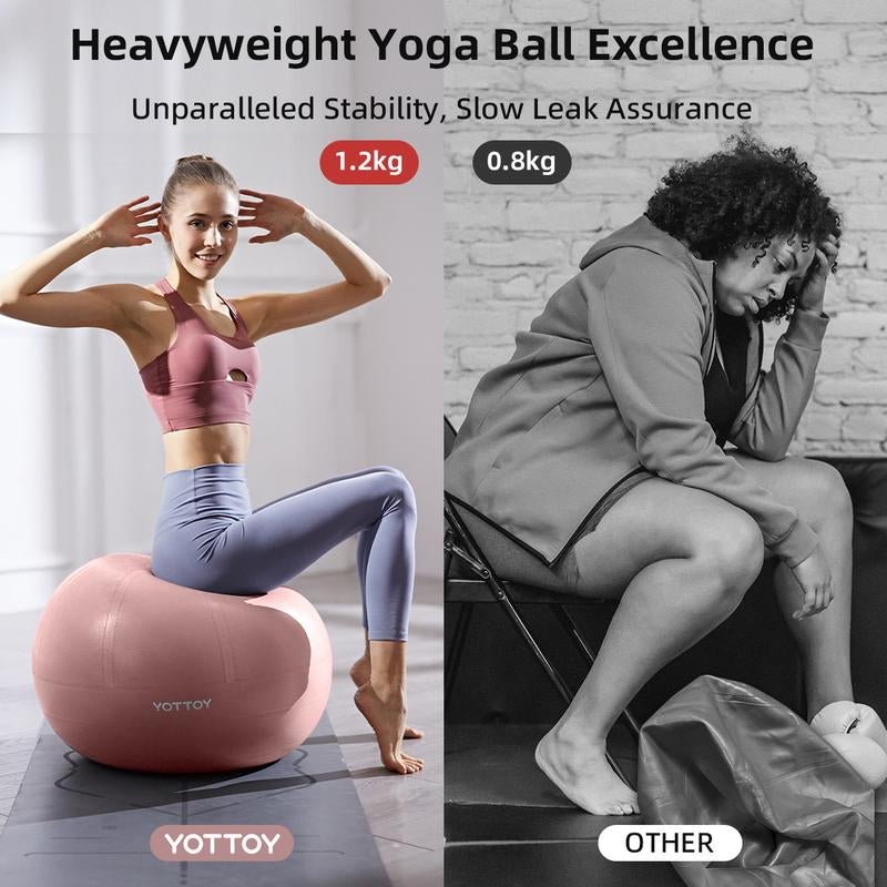 YOTTOY Anti-Burst Exercise Ball for Working Out, Yoga Ball for Pregnancy,Extra Thick Workout Ball for Physical Therapy,Stability Ball for Ball Chair Fitness with Pump…
