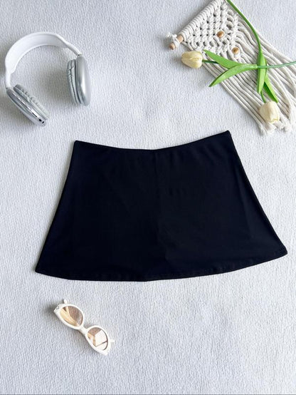 New Women'S Solid Low Rise Sport Skirt, Casual Fitness Yoga Skort with Anti-Exposure Design, Perfect for Outdoor Tennis & Workouts, Casual Sporty Skorts