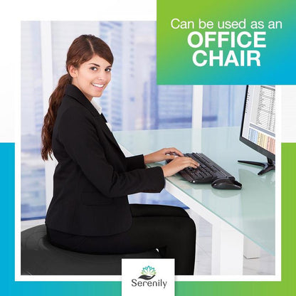 Serenily Exercise Ball for Fitness - Yoga Ball Chair for Home Gym & Yoga Accessories. Birthing Ball with Workout Guide & Pump. Stability Ball for Balance Trainer, Pilates, Therapy & Office