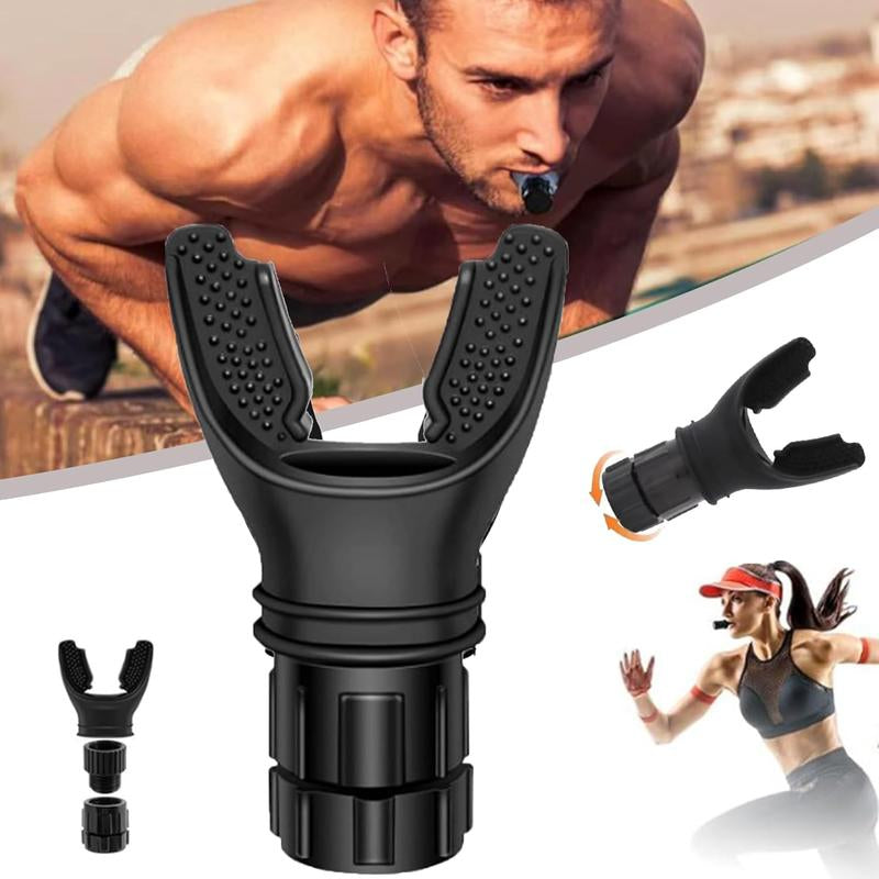 Respiratory Muscle Trainer,Exercise Trainer with Adjustable Resistance, Portable and Easy to Clean, Perfect for Fitness, Yoga, Swimming, and Outdoor Activities Black White