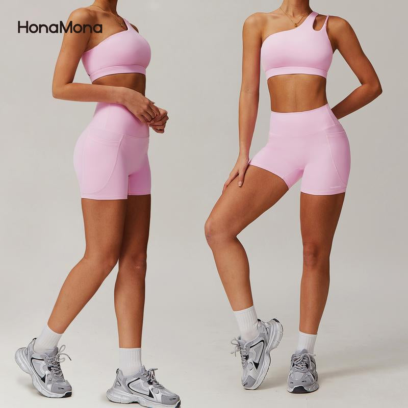 Honamona-Fleece Slim-Fit Backless Yoga Set - Stretchy High-Waist Activewear for Women, Running & Fitness Sports Suit Skinny Sportswear New Work Out Clothes