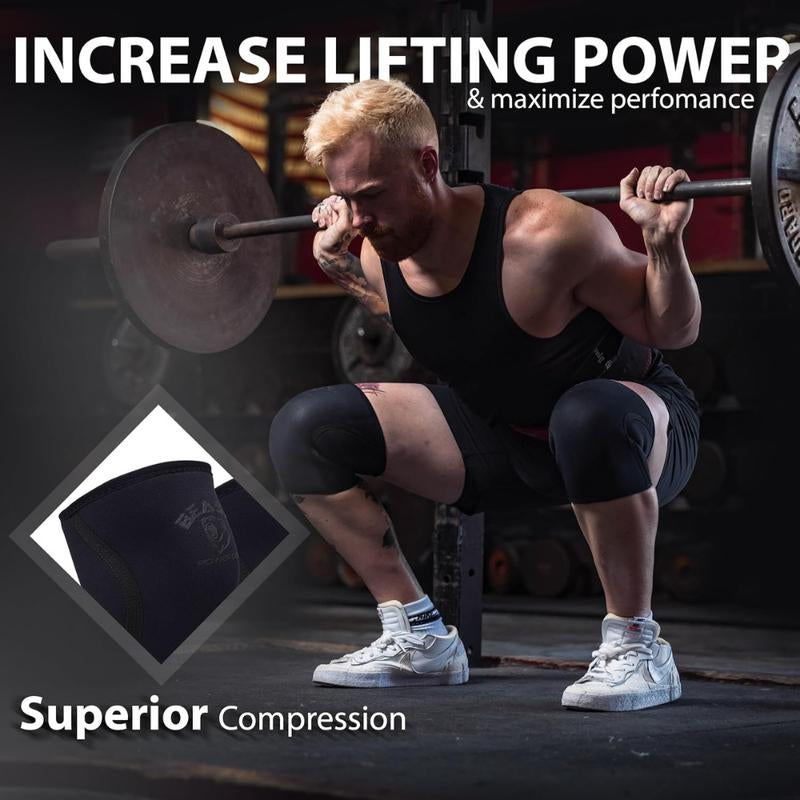 Beast Power Gear Neoprene Compression Knee Sleeves 7MM Knee Pads, Extra Support for Squats, Gym Crossfit Training Protective Gears, Powerlifting, Weightlifting Knee Sleeve, Wrestling Knee Brace for Men & Women