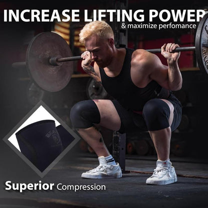 Beast Power Gear Neoprene Compression Knee Sleeves 7MM Knee Pads, Extra Support for Squats, Gym Crossfit Training Protective Gears, Powerlifting, Weightlifting Knee Sleeve, Wrestling Knee Brace for Men & Women
