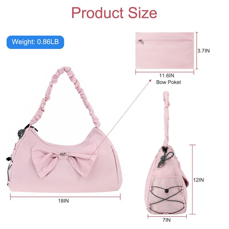 WOLT Waterproof Yoga Tote Bag with Shoe Compartment & Bow Design - Stylish Fitness Gym Bag,Trendy Sports Handbag,Aesthetic Workout Accessory Organizer,Tote Bag Women,Crossbody Bag