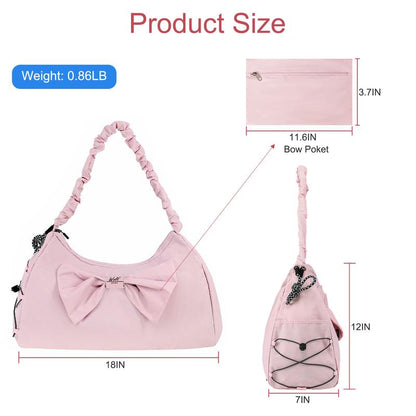 WOLT Waterproof Yoga Tote Bag with Shoe Compartment & Bow Design - Stylish Fitness Gym Bag,Trendy Sports Handbag,Aesthetic Workout Accessory Organizer,Tote Bag Women,Crossbody Bag