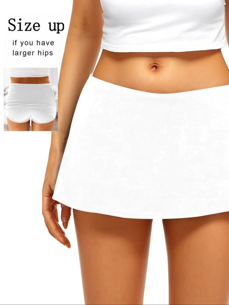 New Women'S Solid Low Rise Sport Skirt, Casual Fitness Yoga Skort with Anti-Exposure Design, Perfect for Outdoor Tennis & Workouts, Casual Sporty Skorts