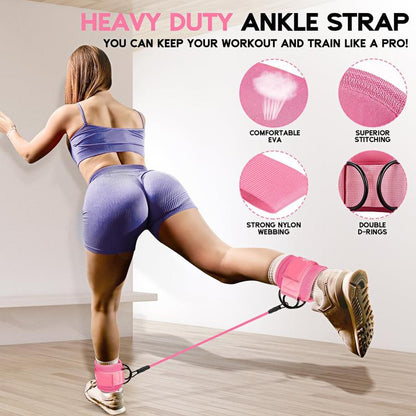 Ankle Resistance Bands, Ankle Bands for Working Out with Cuffs, Resistance Bands for Leg Butt Training Workout Equipment for Kickbacks Hip Gluteus Training Exercises, Ankle Strap with Exercise Bands, Booty Lifting Set Fitness