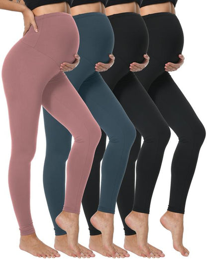 4 Packs Women'S Maternity Leggings over the Belly Highwaisted Yoga Workout Pregnancy Pants Activewear in Multiple Colors for Women