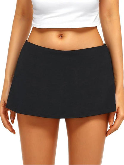 New Women'S Solid Low Rise Sport Skirt, Casual Fitness Yoga Skort with Anti-Exposure Design, Perfect for Outdoor Tennis & Workouts, Casual Sporty Skorts