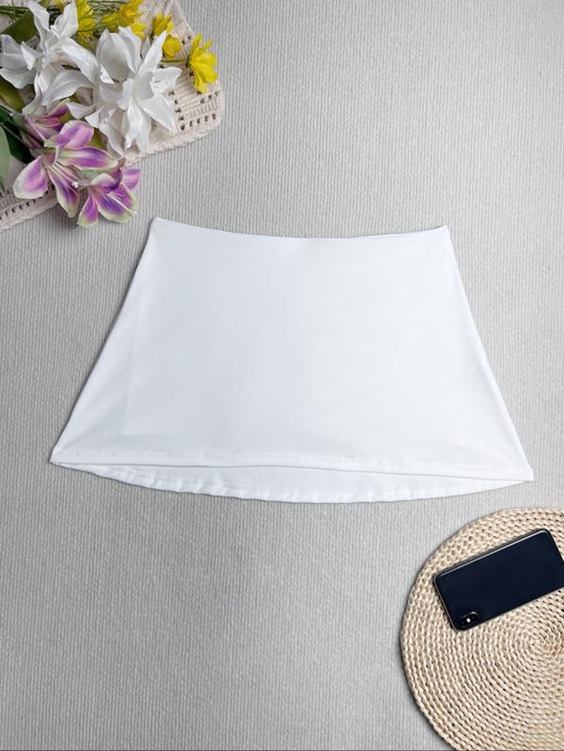 New Women'S Solid Low Rise Sport Skirt, Casual Fitness Yoga Skort with Anti-Exposure Design, Perfect for Outdoor Tennis & Workouts, Casual Sporty Skorts